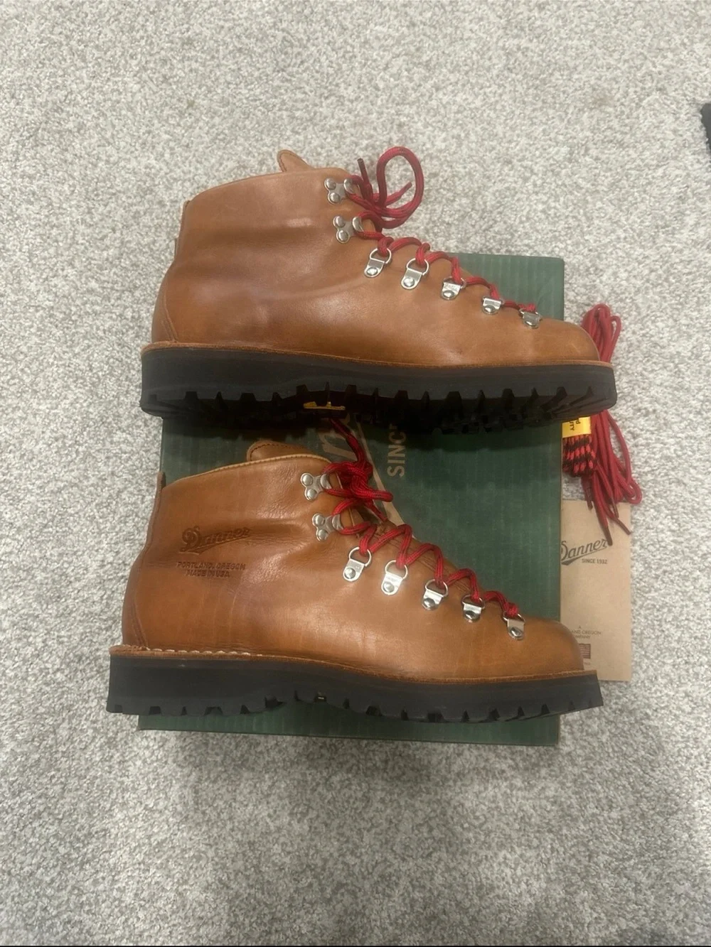Danner Tan Leather Hiking Boots with Red Laces